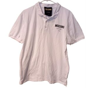 Moschino White Polo Shirt with Black Logo Sz M Usa 40